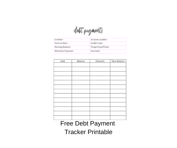 FREE Debt Tracker Printable to Get Out of Debt Fast
